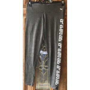 Victoria's Secret PINK Yoga leggings SZ M Beaded Sequin Logo Stripe EUC Y2K Gray